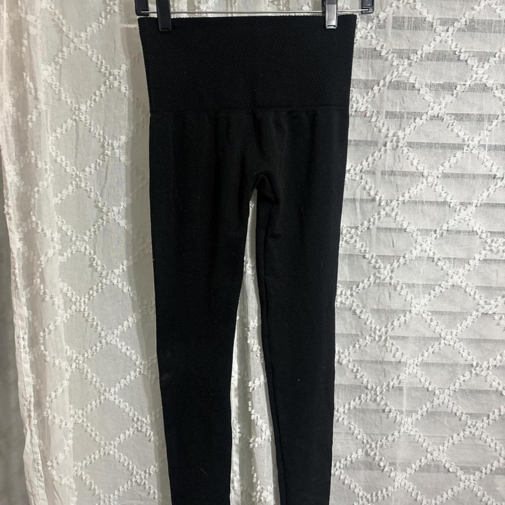 Women Black High Waisted Fleece Leggings